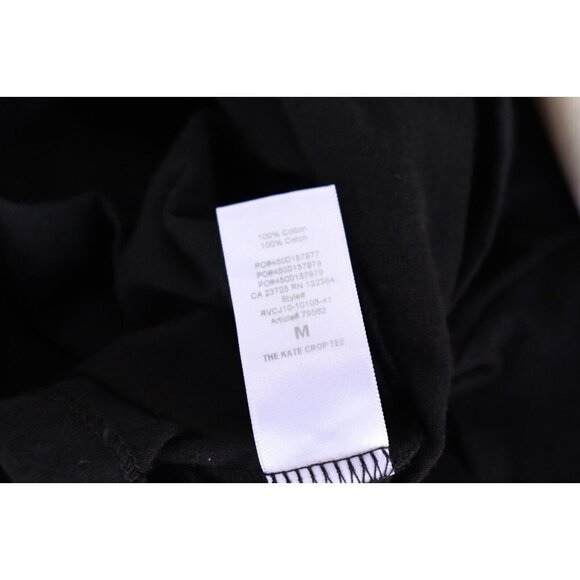 Denim Forum Women's Medium Black The Kate Crop Tee 100% Cotton Cropped T-Shirt - Picture 4 of 6